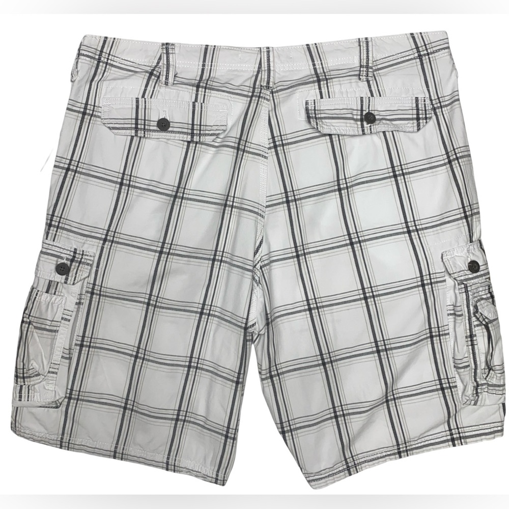 Lee Cargo Shorts Mens Size 40 Waist White Plaid Casual Utility Pockets - Picture 5 of 7